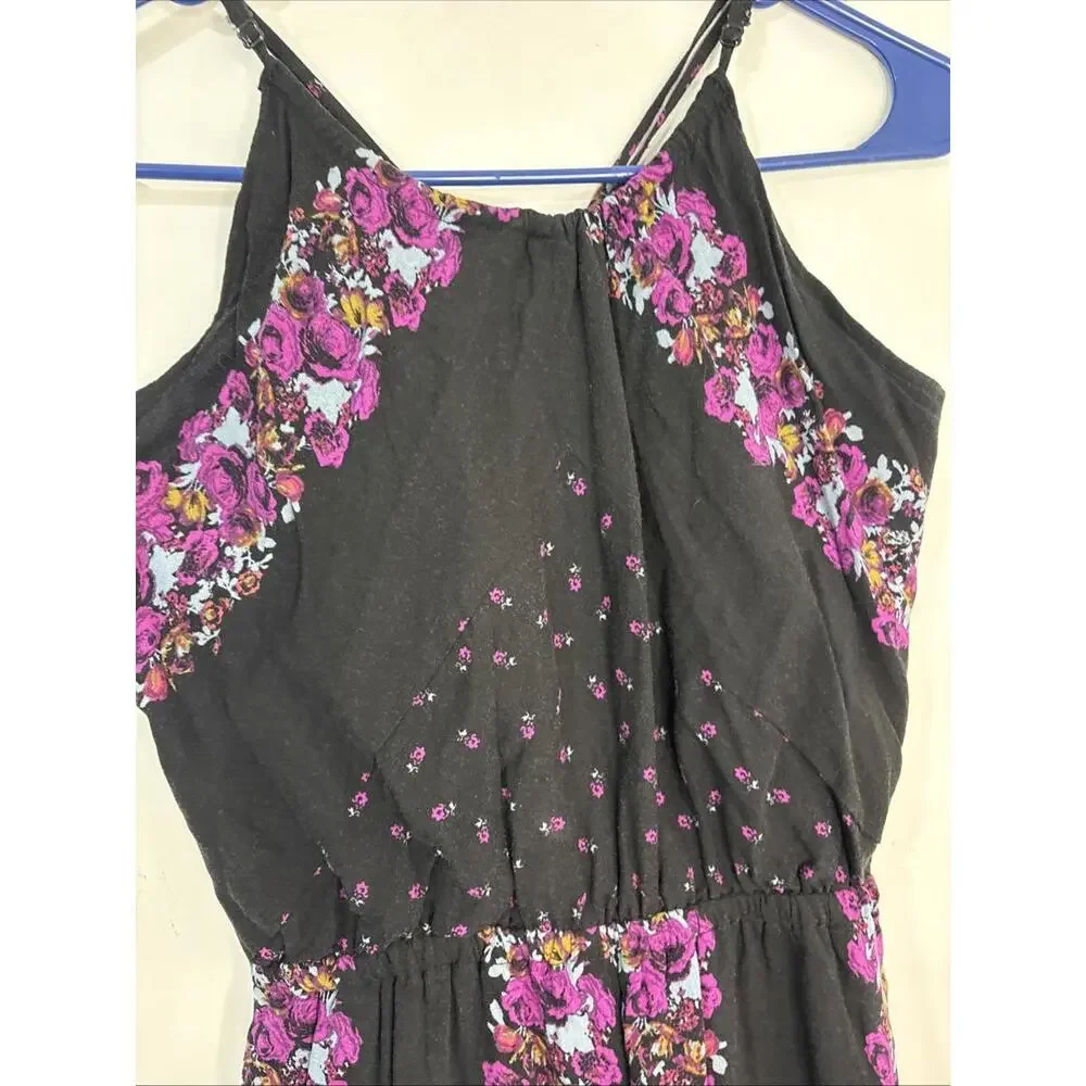 Free People Open Back Purple/Blk Slip Dress Asymmetrical Pockets‎ NWOT Gypsy XS